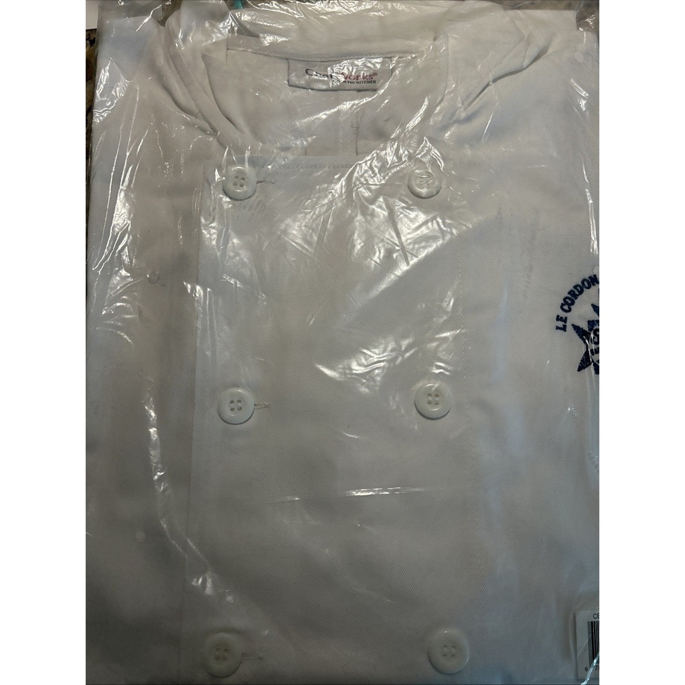 NWT Chef Works Jacket Le Mans White XL Embroidered LCB Double Breasted‎ Culinary